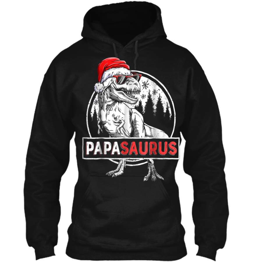 Papasaurus Dinosaur Christmas Pajamas T rex Family Pullover Hoodie 8 oz