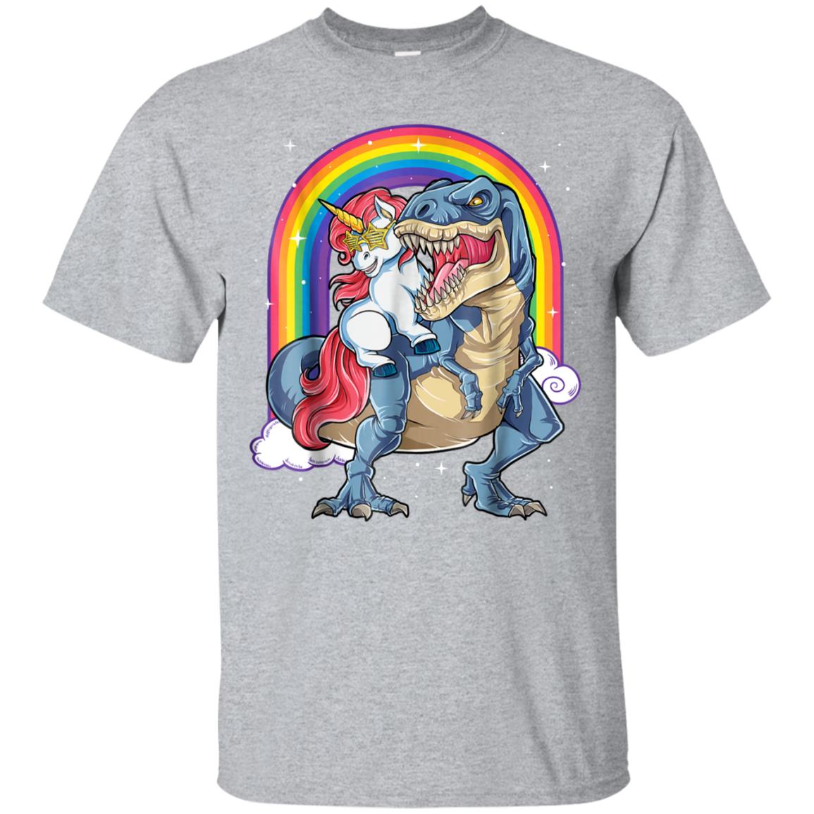 Unicorn Dinosaur T Shirt Girls Gifts Party Rainbow T rex Tee