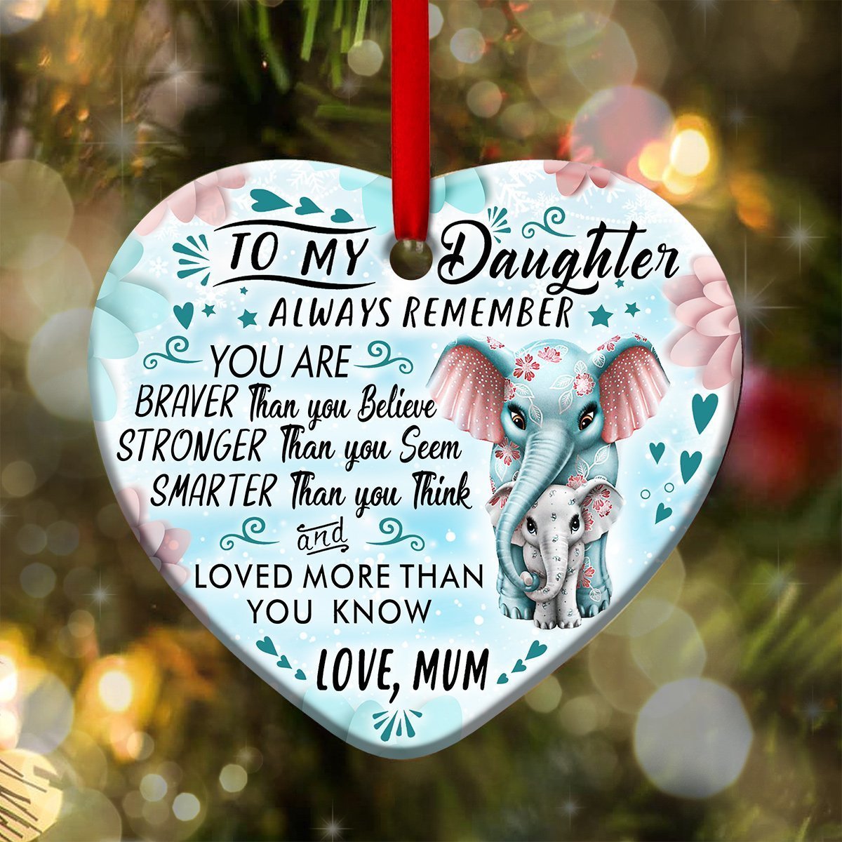 To My Daughter Loved More Than You Know Heart Ornament Porcelain Ceramic Home Decorations Ornament Pendant Gifts For Christmas Tree Decor Gift For Daughter