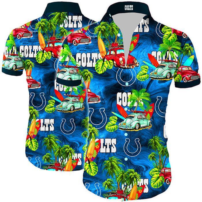 Indianapolis Colts Hawaii Shirt Tropical Flower Short Sleeve Slim Fit Body Ha37137