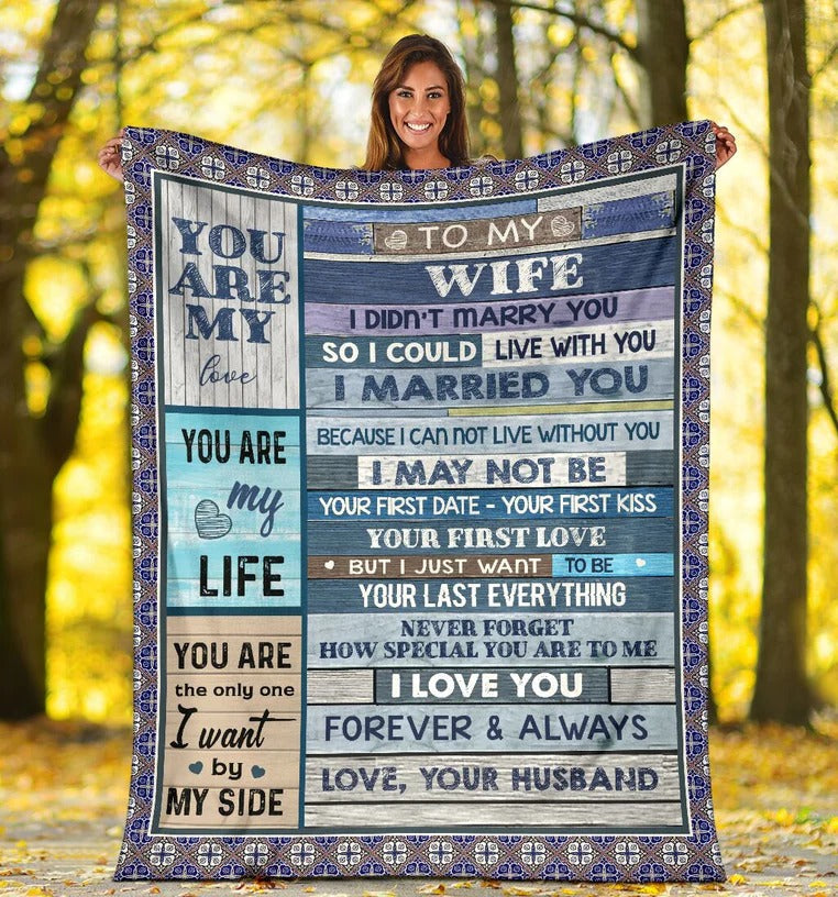 Gift For Wife Blanket, To My Wife You Are My Life, Fleece Blanket Large Sherpa Warm Cozy Soft Blanket For Her