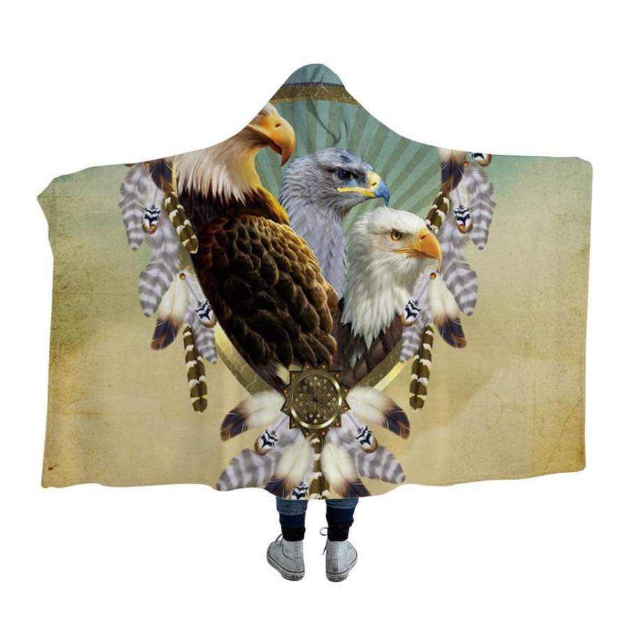 Three Eagles Dreamcatcher Hooded Blanket