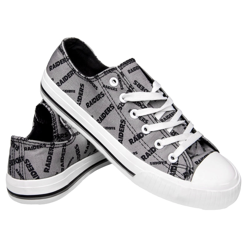 Las Vegas Raiders NFL Womens Low Top Repeat Print Canvas Shoes