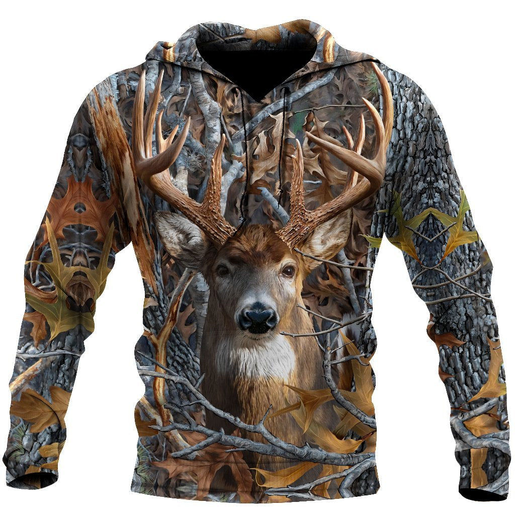 3D All Over Print Camo Deer Hunter Hoodie Tn070806