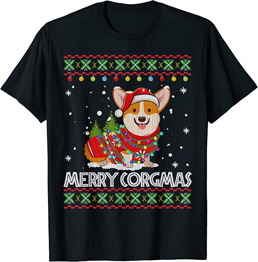 Corgi Dog Merry Corgmas Santa Hat Puppy Corgi Dog Lover T-Shirt