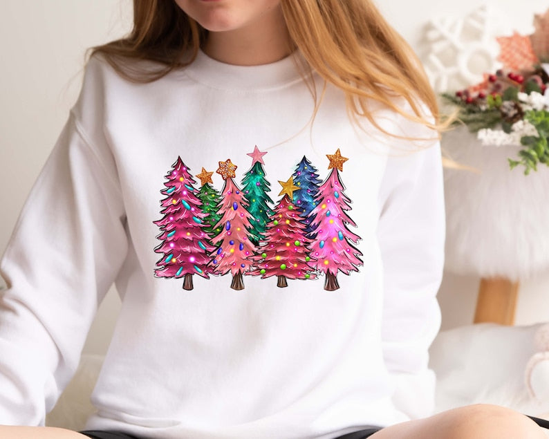 Tree Christmas Sweatshirt 2D Crewneck Sweatshirt All Over Print Sweatshirt For Women Sweatshirt For Men Sws4453