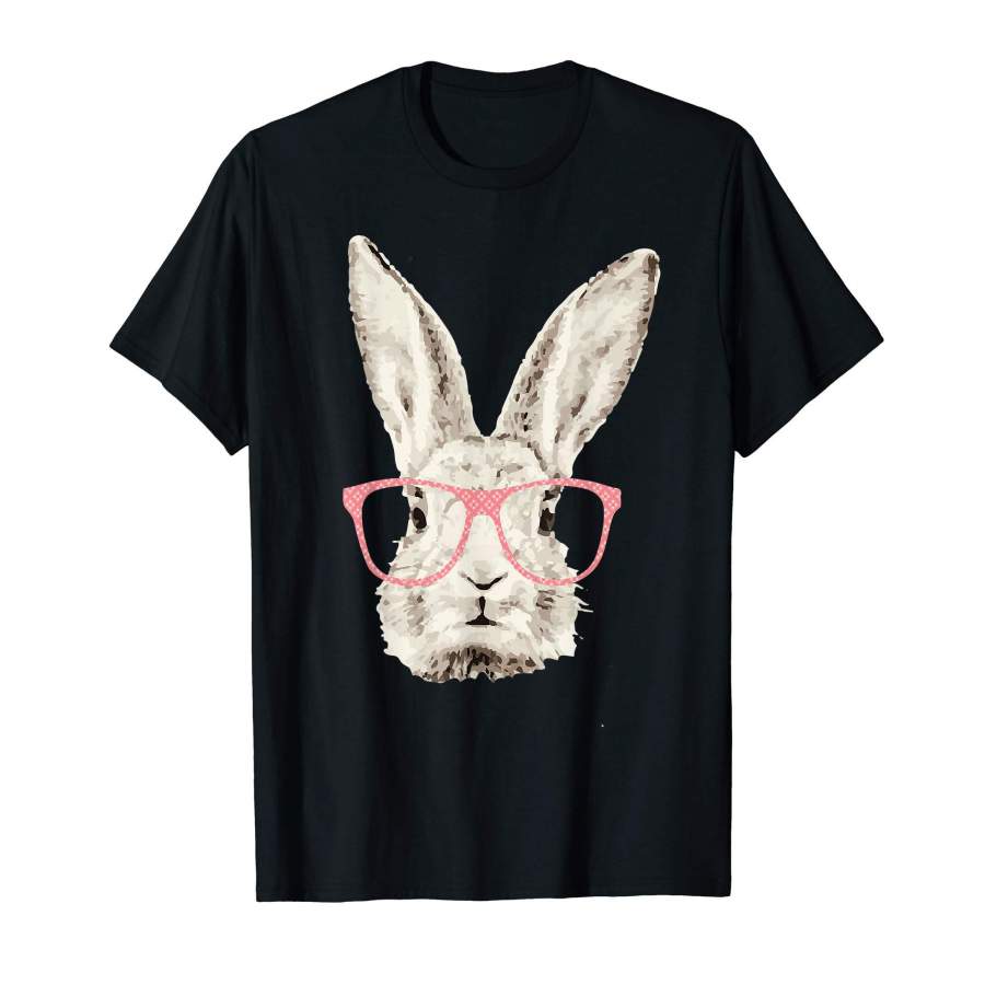 Cute Bunny Rabbit Pink Glasses Funny Hipster Easter Tshirt