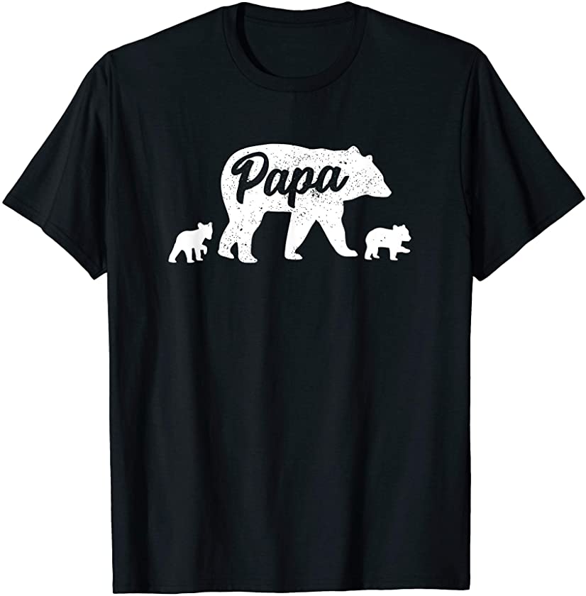 Vintage Papa Father Bear with 2 Cub Father’s Day T-Shirt