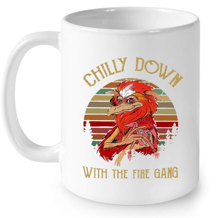 Chilly Down With The Fire Gang Classic VIntage Retro Design – Full-Wrap Coffee White Mug