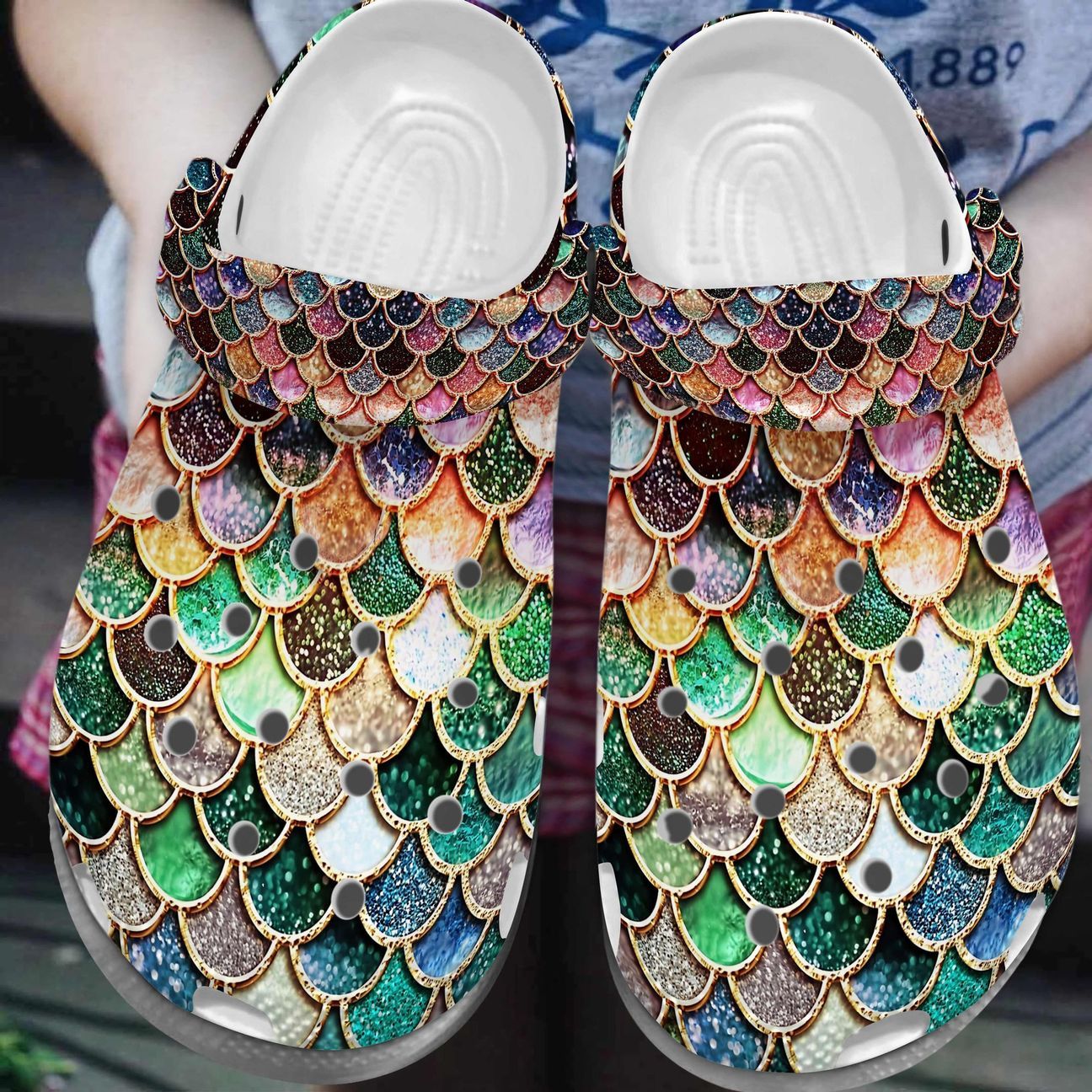 Mermaid Personalized Clog, Custom Name, Text, Color, Number Fashion Style For Women, Men, Kid, Print 3D Mermaid Scales