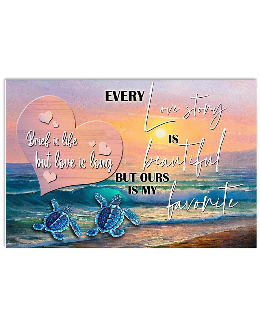Turtle Every Love Story Is Beautiful Couple Gifts Poster Print, Canvas Print Wall Art, Canvas Poster Wall Decor