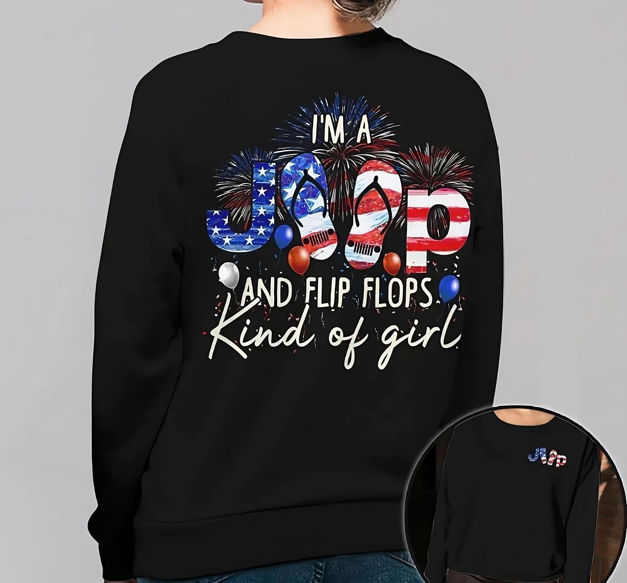 Jeep And Flip Flops Girl Independence Day 2D Sweatshirt