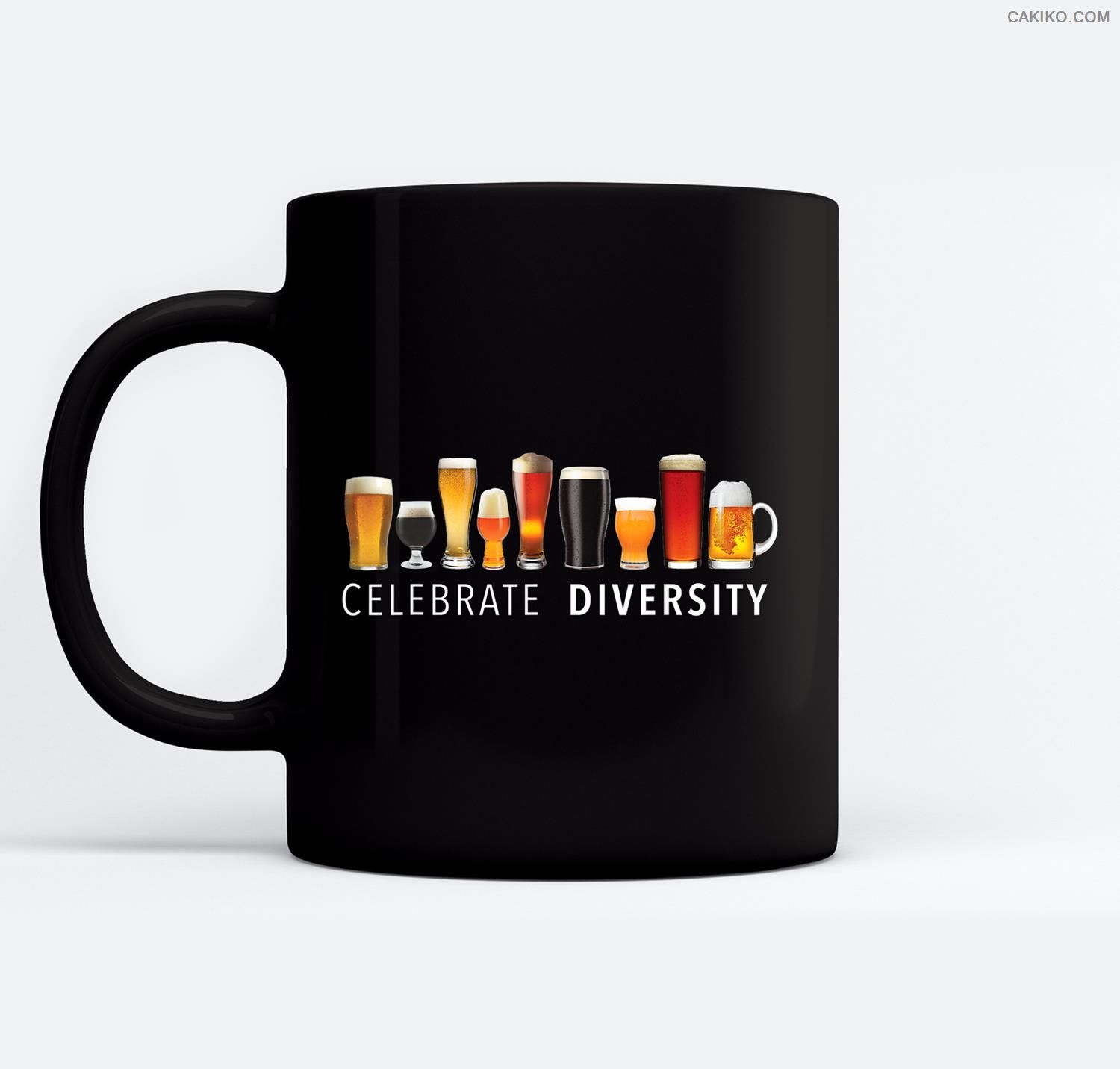 Celebrate Diversity Craft Beer Drinking Ceramic Coffee Black Mugs