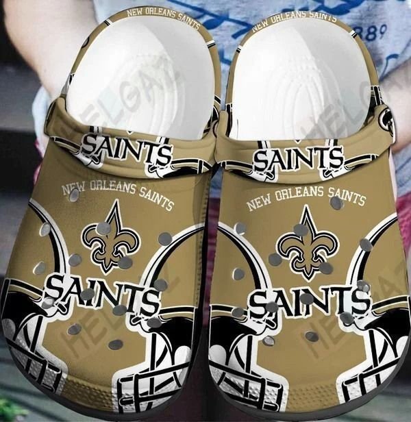 New Orleans Saints Logo Pattern Crocs Classic Clogs Shoes In Brown