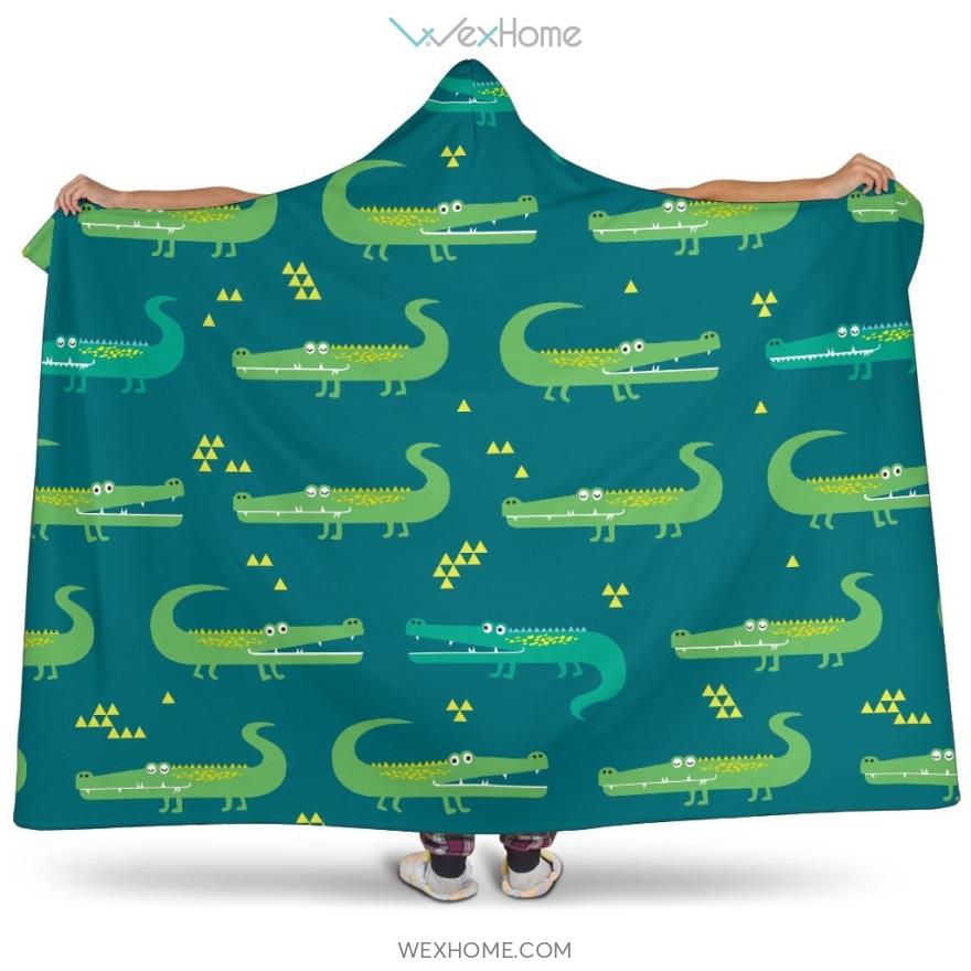 Crocodile Pattern Hooded Blanket