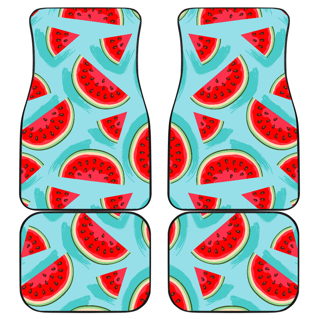 Blue Watermelon Pieces Pattern Print Front And Back Car Floor Mats, Front Car Mat