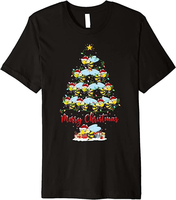 Wasp Christmas Tree Lights Funny Wasp Xmas Premium T-Shirt