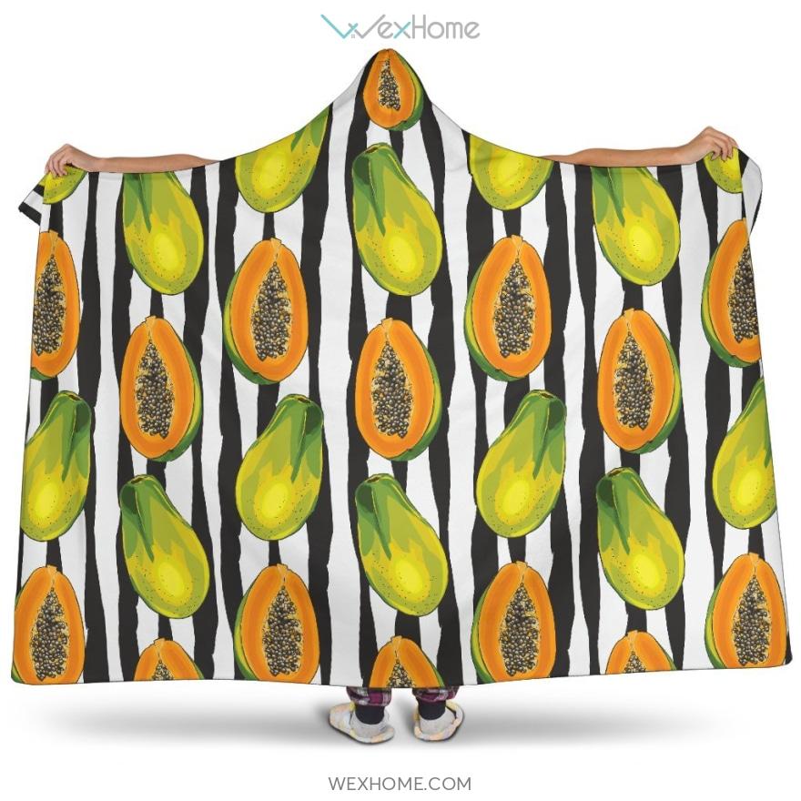 Papaya Design Pattern Hooded Blanket