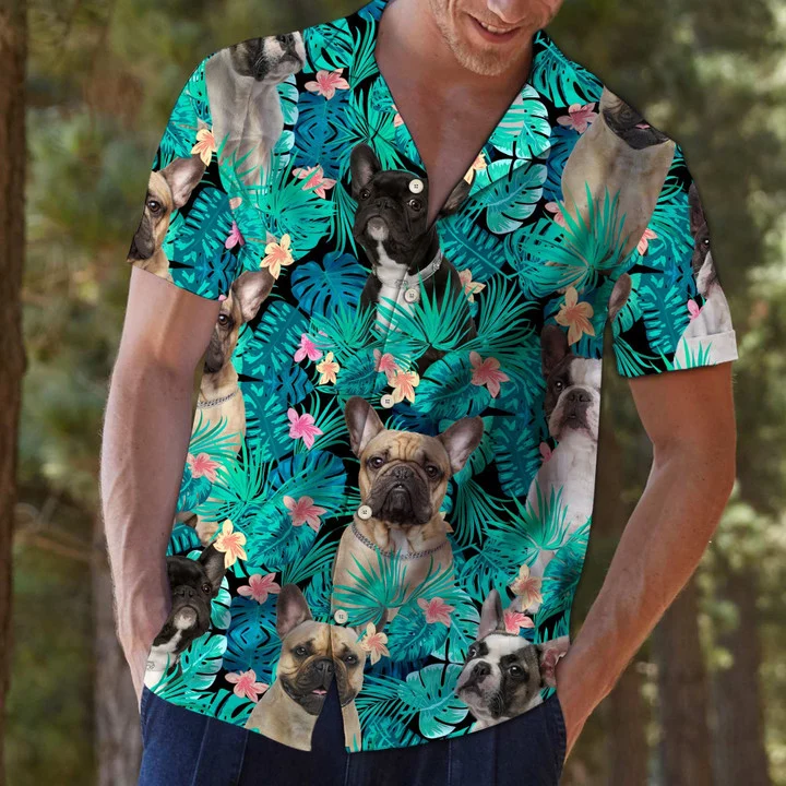 Wonderful French Bulldog Tropical Jungle 3D Hawaiian Shirt