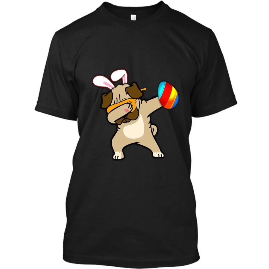 Easter Bunny Dabbing Pug Dog Tshirt Easter Egg Tee Custom Ultra Cotton