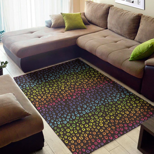 Rainbow Leopard Pattern Print Area Rug