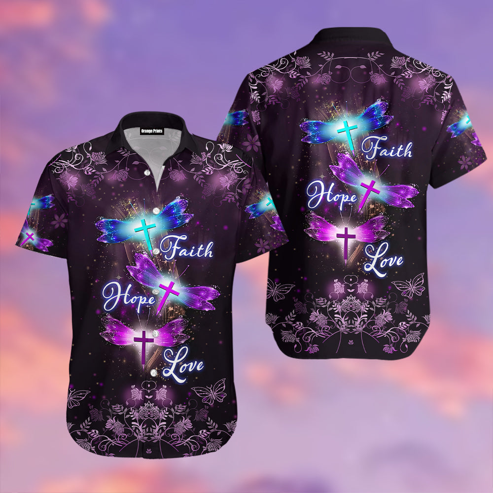 Faith Hope Love Dragonfly Jesus Aloha Hawaii Shirts For Men Women Ha97625