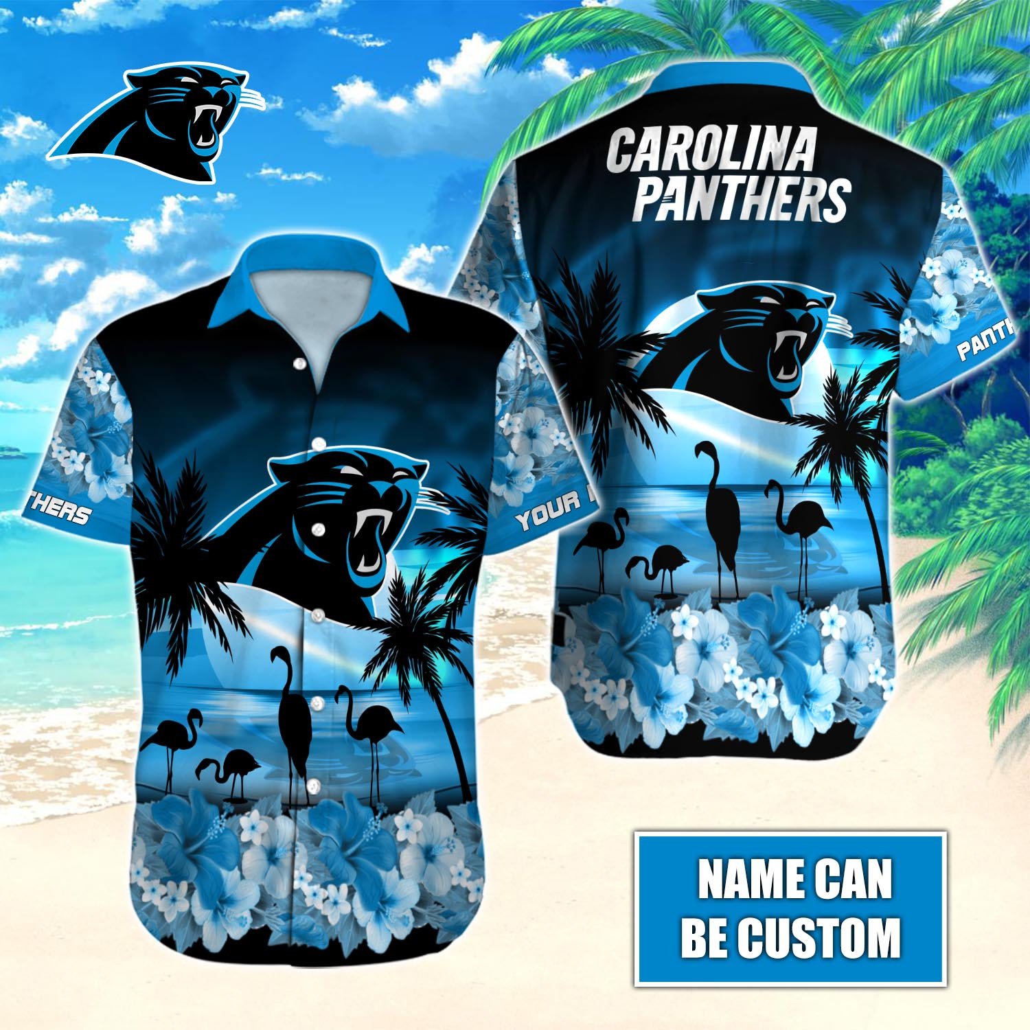 Carolina Panthers Custom Name Hawaiian Shirt T-40718