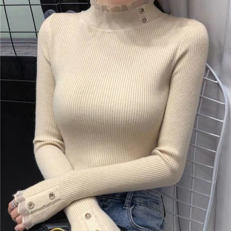 Womens Sweaters 2021 NEW Autumn Winter Sweater Women Lace Pullover Jumper Knitted Sweater Female Soft Warm Pull Femme Hiver C-8 alx