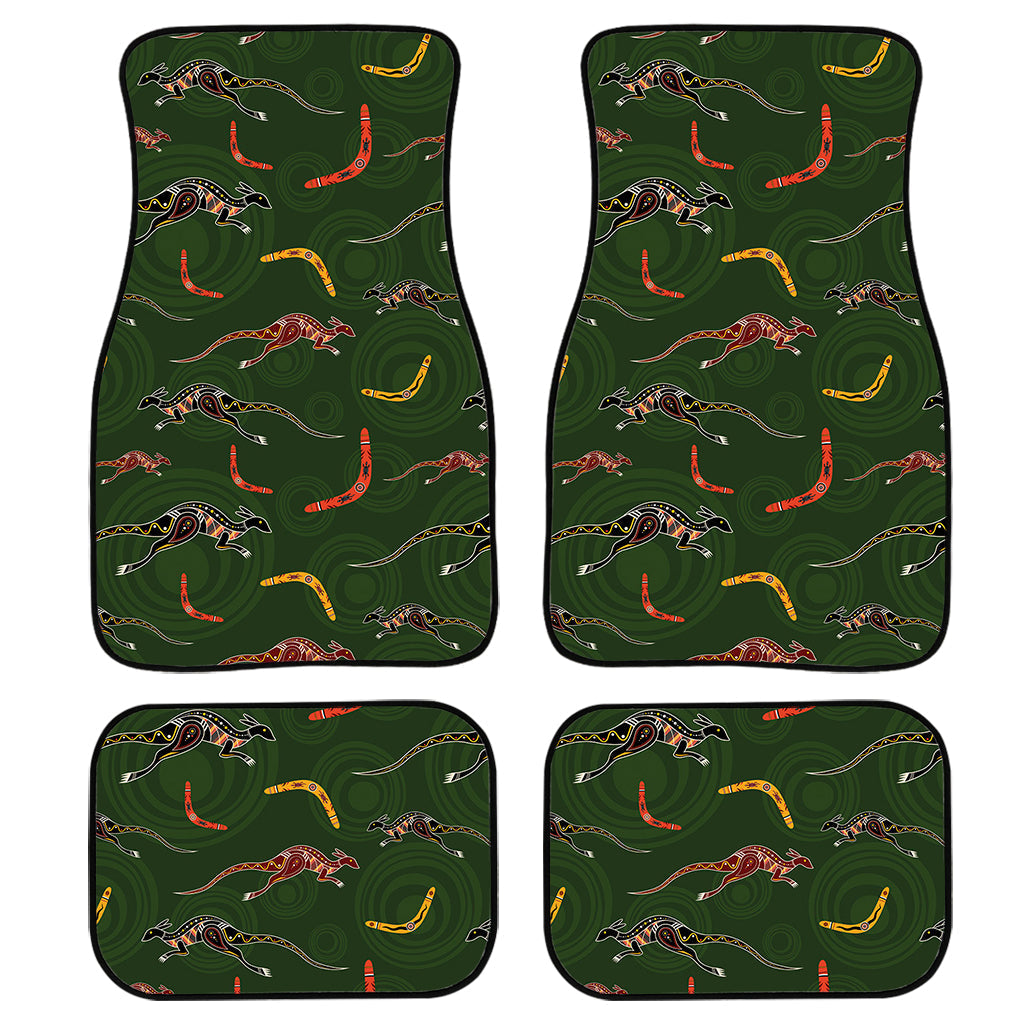 Aboriginal Boomerang And Kangaroo Print Front And Back Car Floor Mats, Front Car Mat