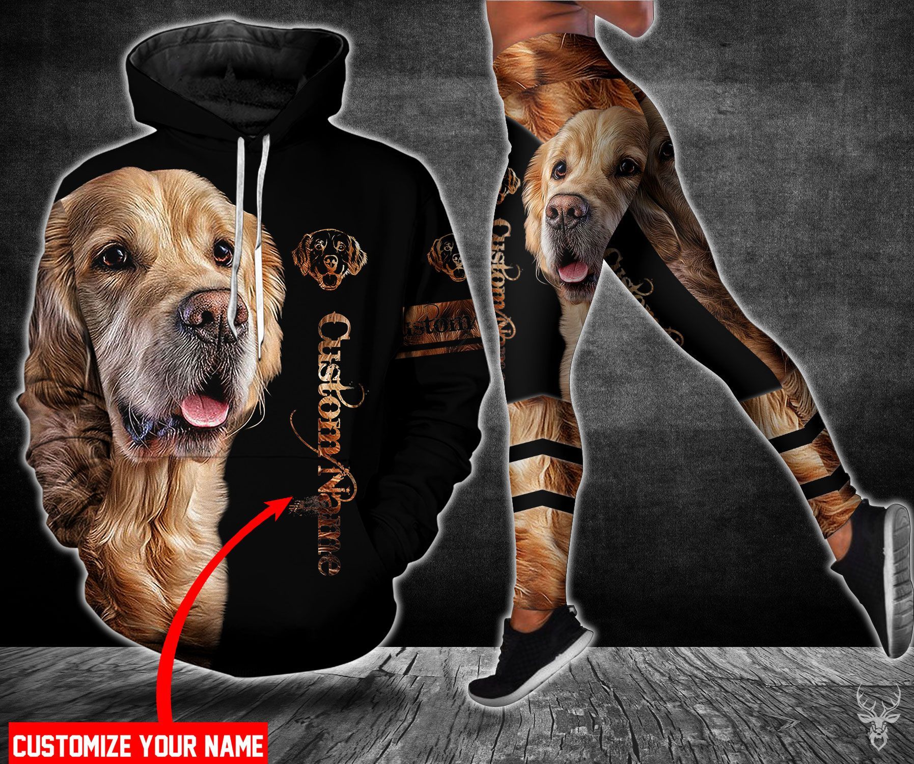 TJJ032010L04DL GOLDEN RETRIEVER CUSTOM NAME LEGGING HOODIE CC