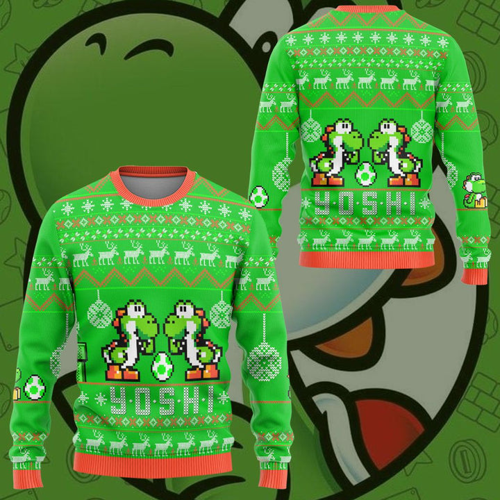 Waybackapparel Super Mario Yoshi Custom Ugly 3D Sweater