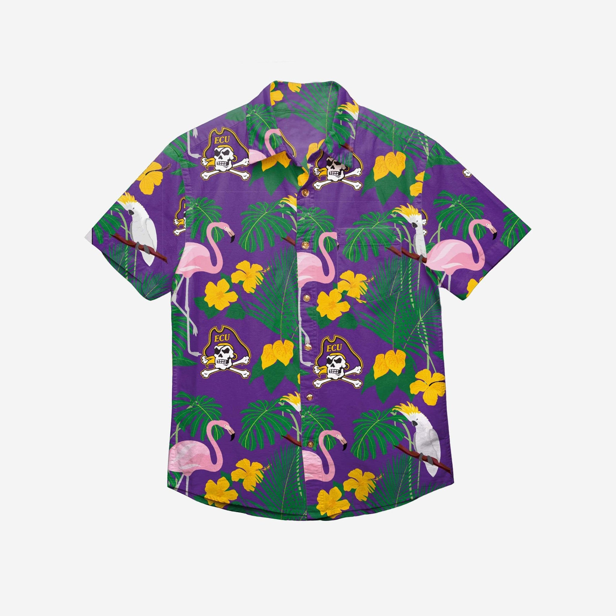 East Carolina Pirates Floral Button Up Hawaii Shirt Ha43335