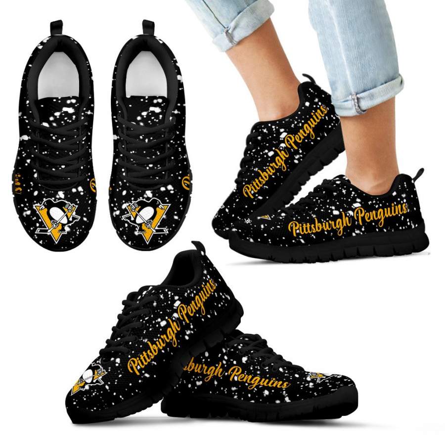 Christmas Snowing Incredible Pattern Pittsburgh Penguins Sneakers