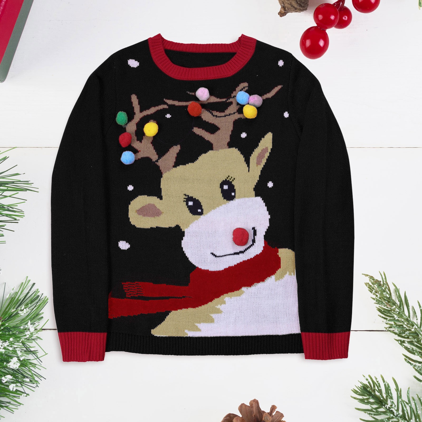 Vintage Womens Reindeer Printed Sweater O Neck Long Sleeve Christmas Pattern Pullover Tops Ladies Casual Loose Sweaters Clothes alx