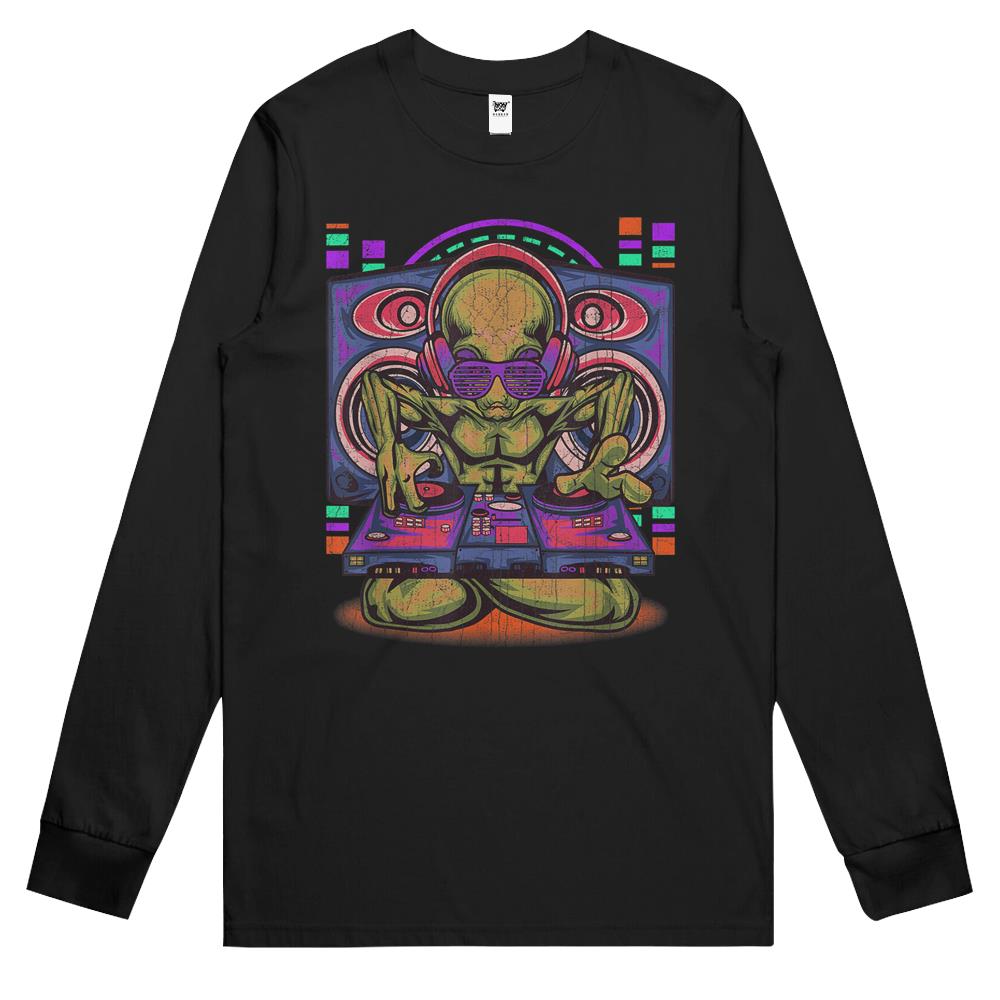 Ailen Shirt, Ufo Shirt, Ufo Long Sleeve T Shirts, Long Sleeve T Shirts Ufo, Alien Dj Inspired Alien Turntables Related Ufo House Music D Long Sleeve T Shirts