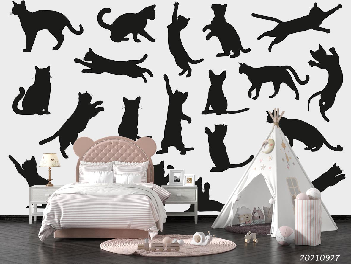 3D Cartoon Animal Cat Wall Mural Wallpaper Lqh 141