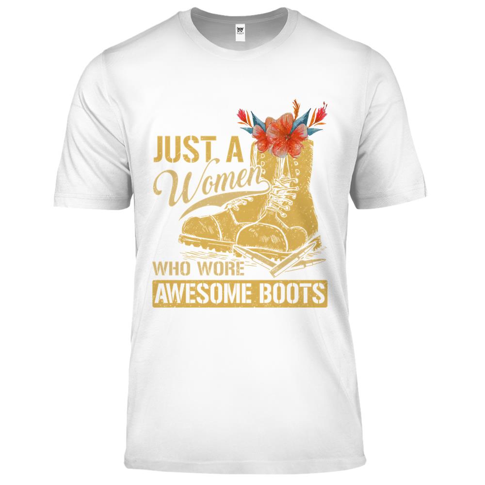 Veteran Mom Wife Just A Women Who Wore Awesome Boots Veretan Day Premium T Shirts