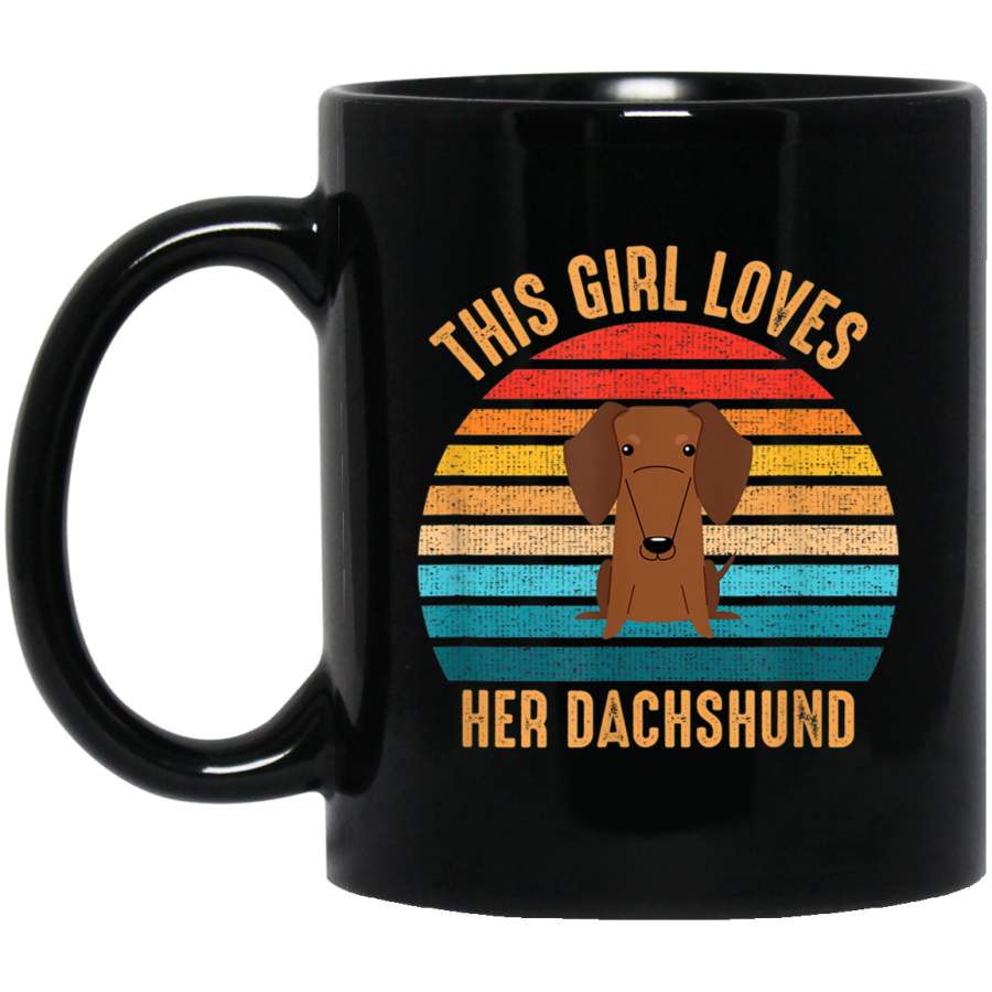 Vintage This Girl Loves Her Dachshund Retro Gift Mug