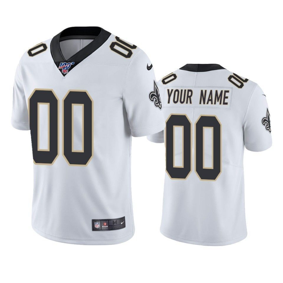 New Orleans Saints Custom White 100Th Season Vapor Limited 3D Jersey