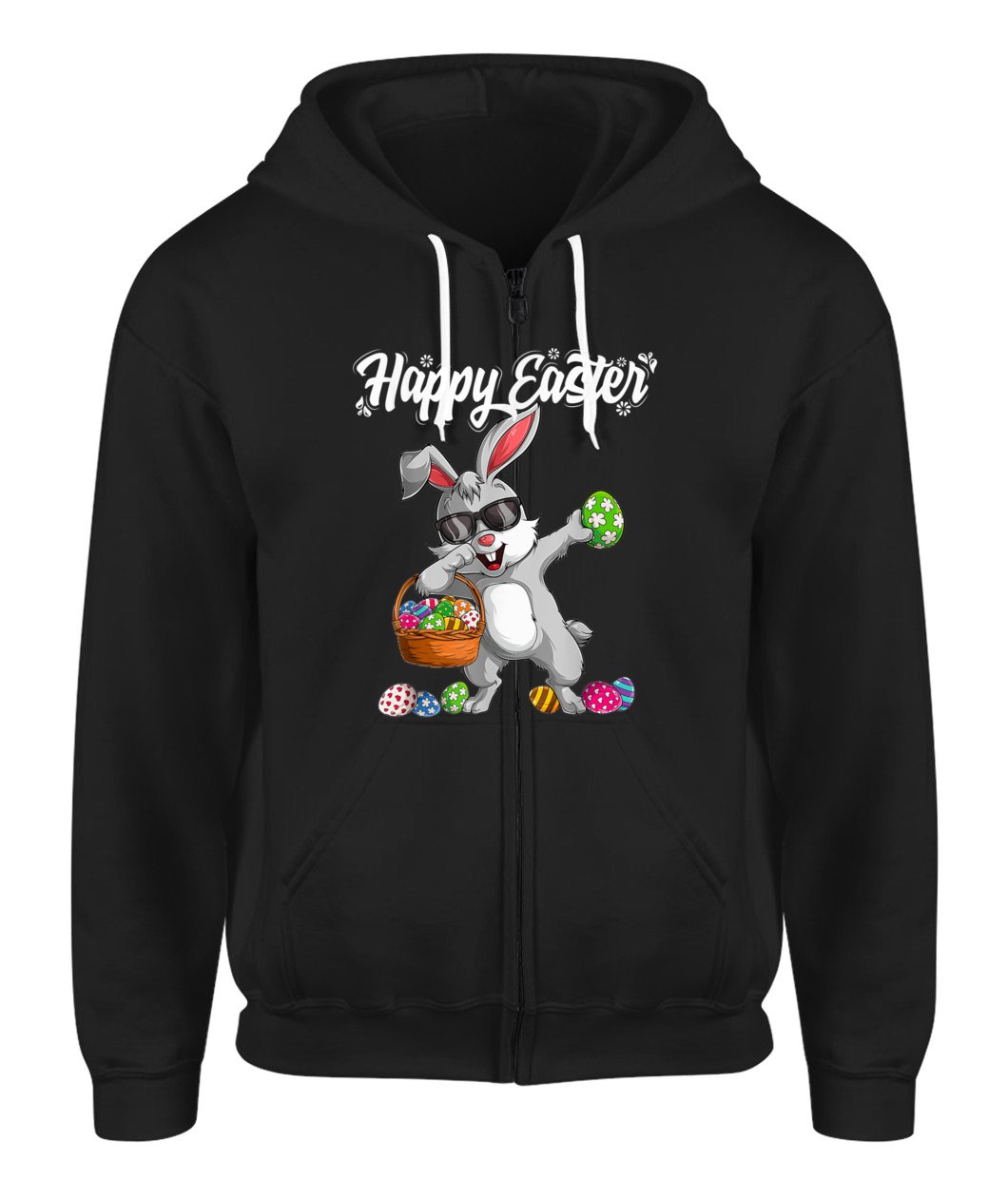 Dabbing Rabbit Easter Day Eggs Dab Zip-Up Hoodie For Men Women