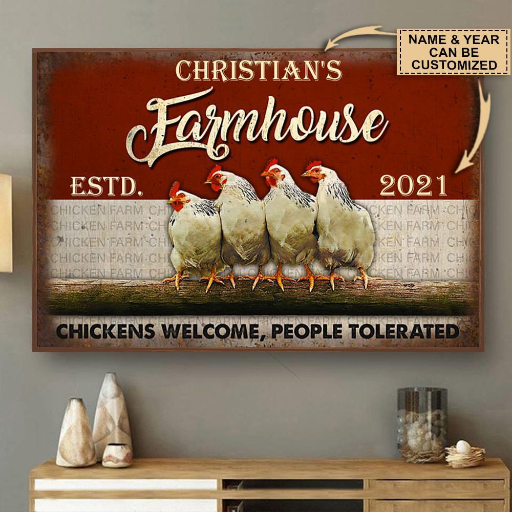 Aeticon Gifts Personalized Chicken People Tolerated Canvas Mom Dad Gift Home Decor