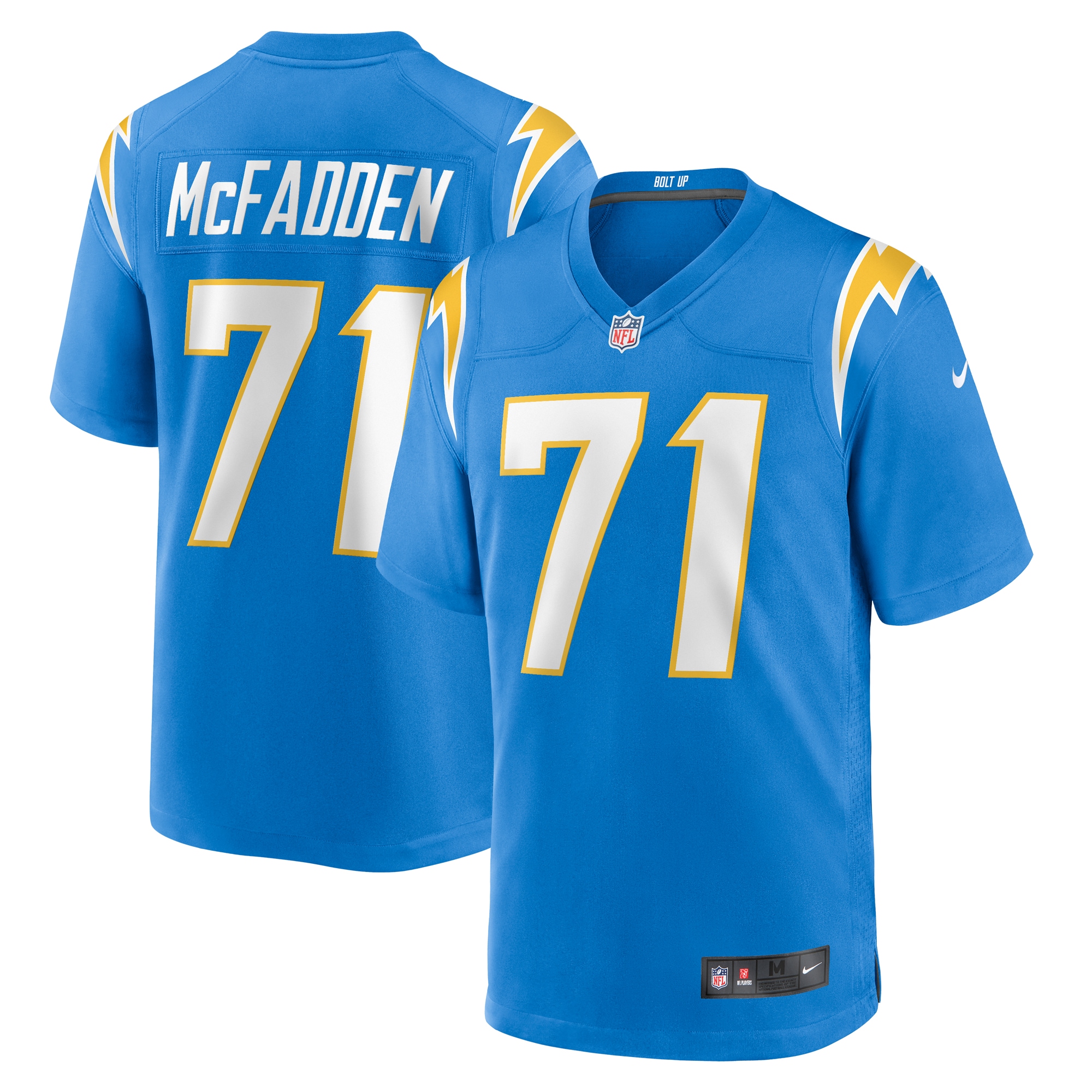 Jordan McFadden Los Angeles Chargers Team Game Jersey – Powder Blue