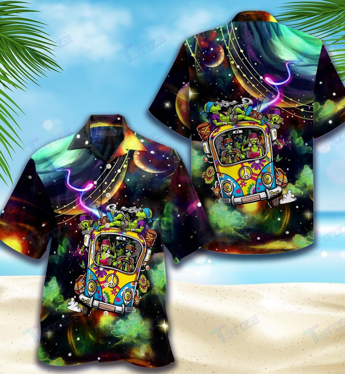 Psychedelic Alien Universe All Over Printed Hawaii Shirt Size S Ha51198