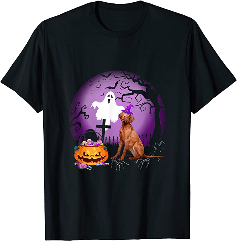 Vizsla Dog Candy Pumpkin Halloween Lover T-Shirt