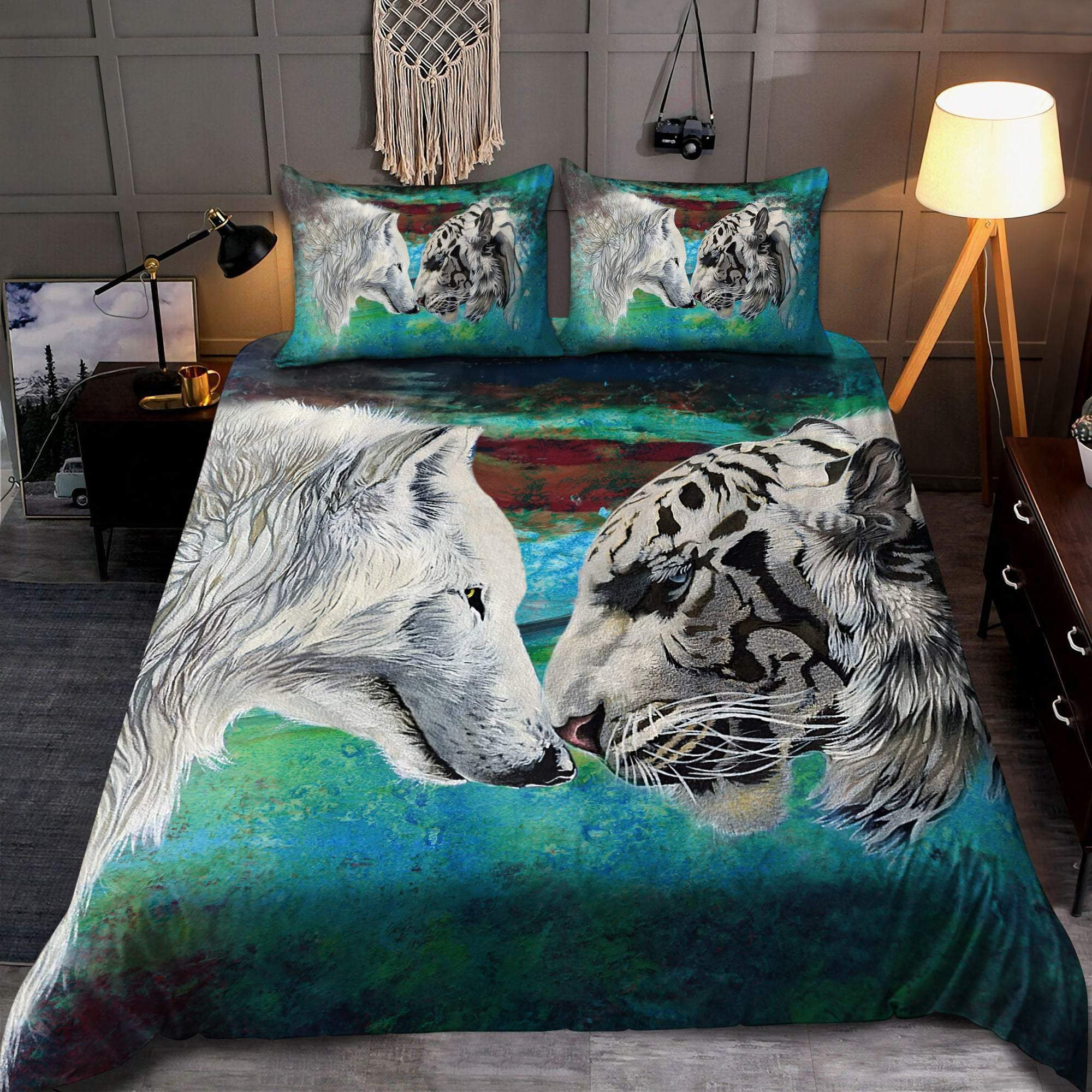 Wolf And Tiger All Over Printed Bedding Set