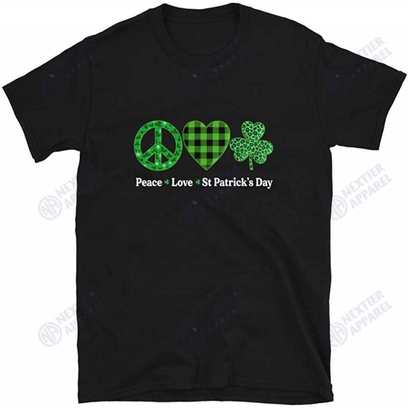 Green Plaid Leopard Peace Love St Patrick’s Day Unisex T-shirt