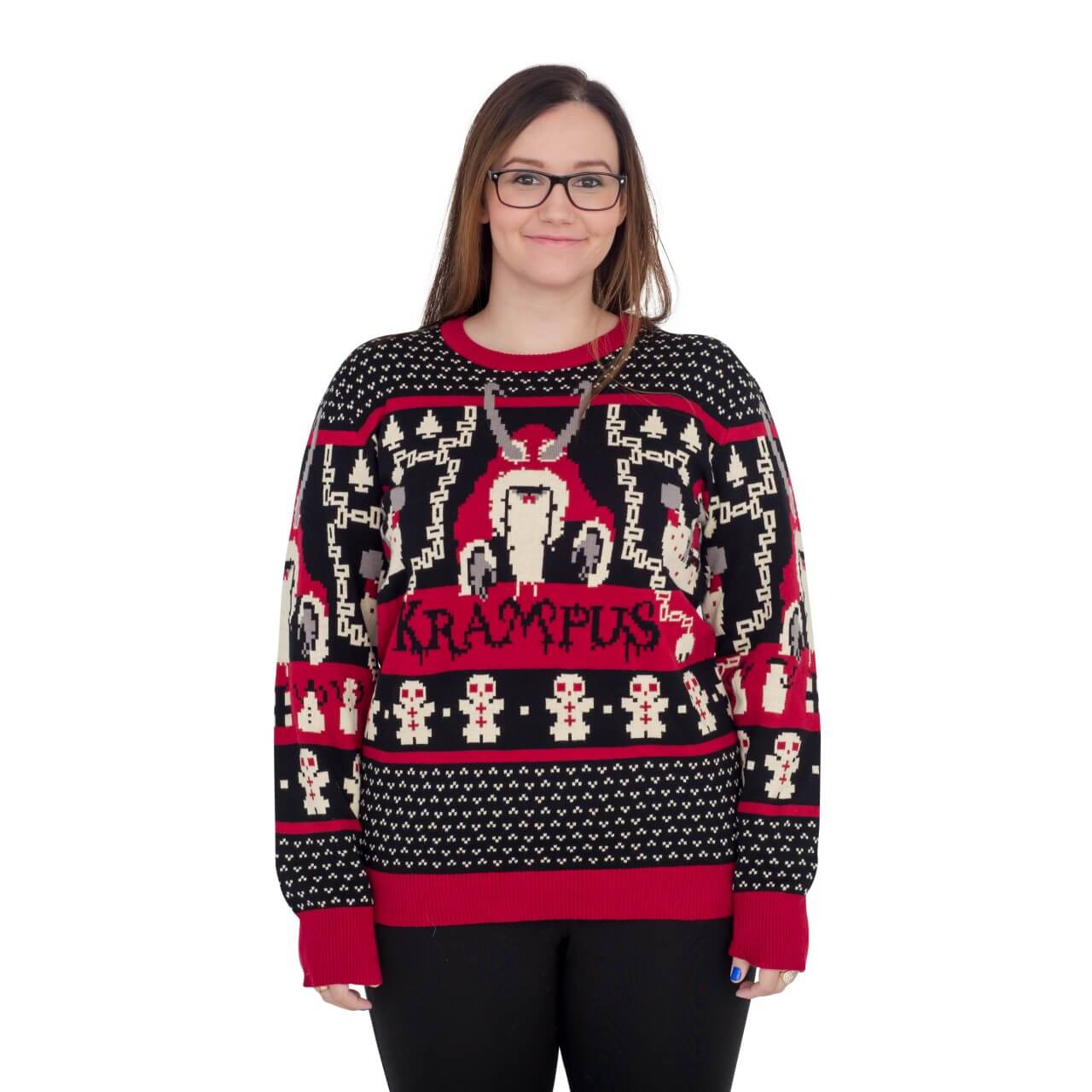 Women’S Krampus Knit Ugly Christmas Sweater