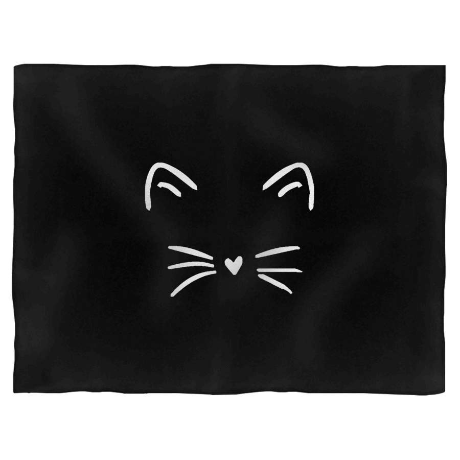 Cute Cat Whiskers Face Kitten Blanket