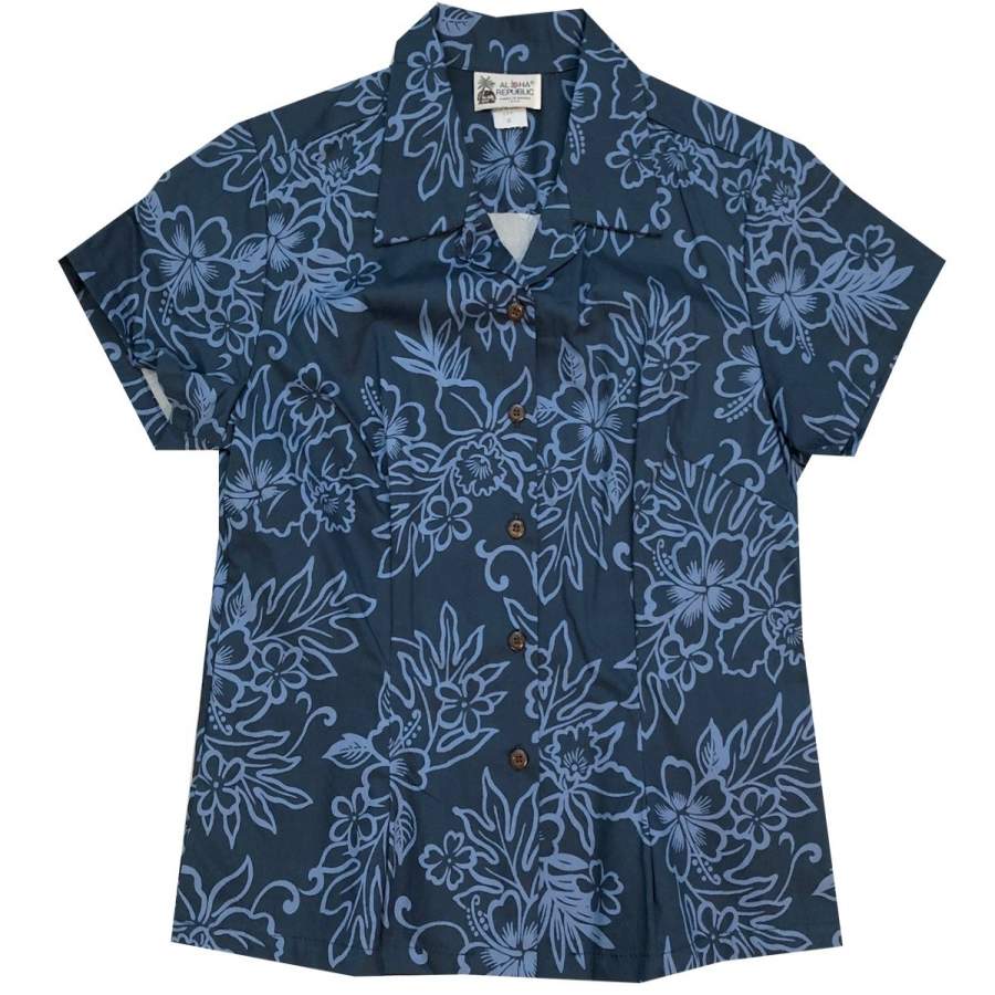 Island Darkness Navy Fitted Hawaii Shirt Ha94042