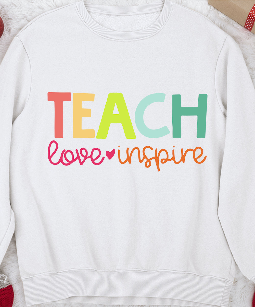 Boho Leopard Teach Love Inspire Cute Teacher Appreciation – Standard Crew Neck Sweatshirt